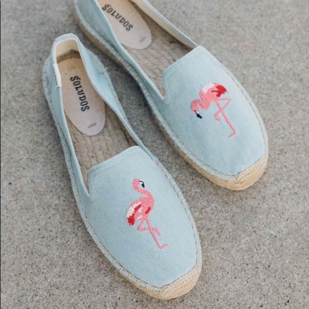 NEW Soludos Flamingo Platform Smoking Slipper, 6